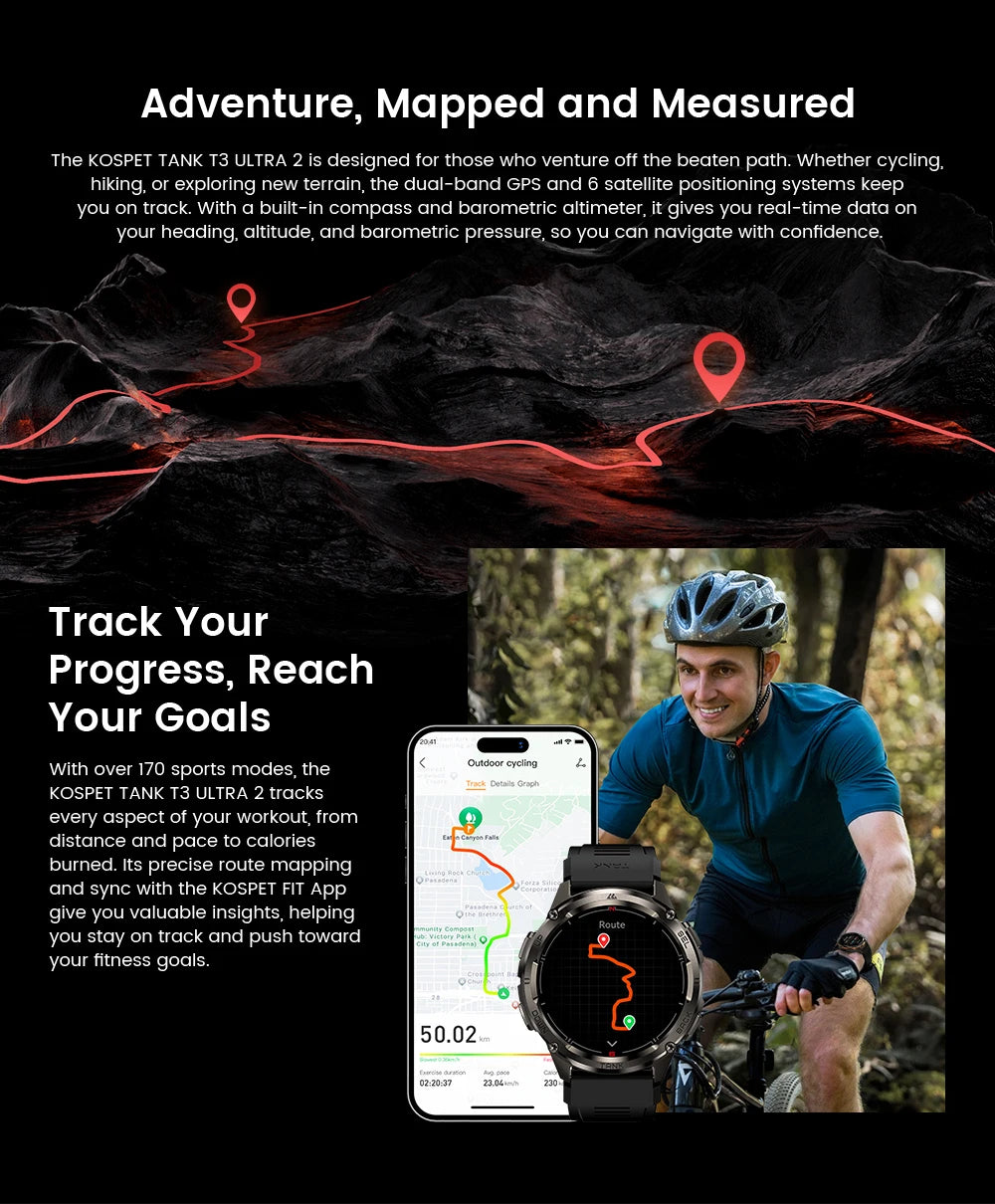 KOSPET TANK T3 Ultra 2 GPS Smartwatch – Rugged & Waterproof