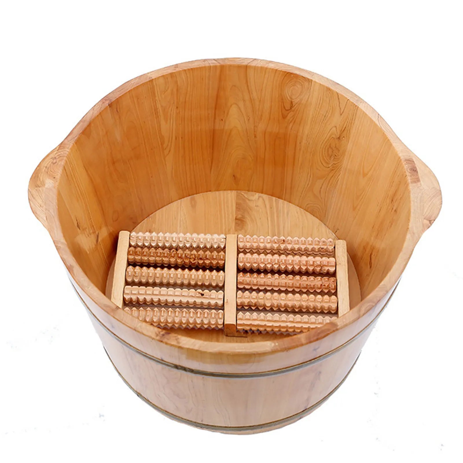 Cedar Wood Foot Bath Tub with Lid & Massager