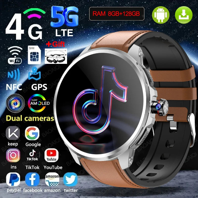 5G/4G Android Smart Watch – 1.95" AMOLED, 900W Camera, GPS