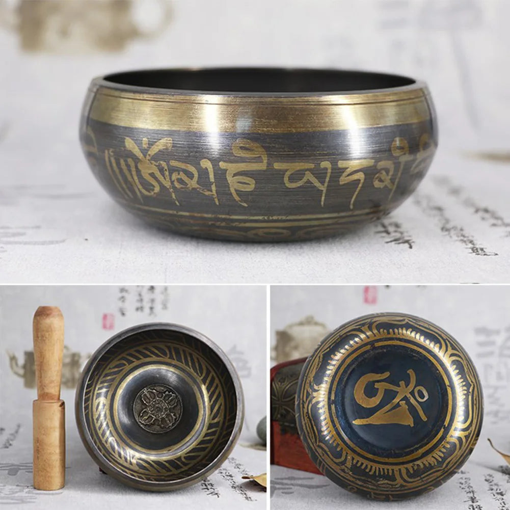 Metal Buddha Singing Bowl with Striker