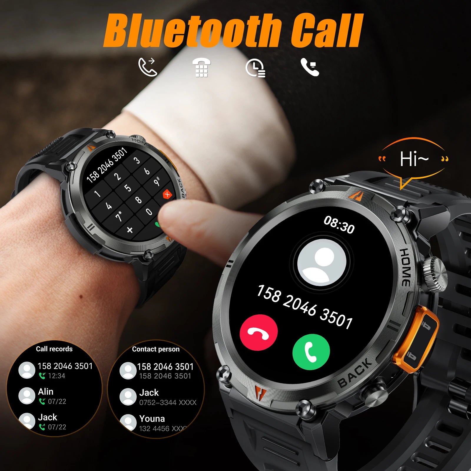 EIGIIS KE3 Smart Watch – 3ATM Waterproof & Bluetooth Call