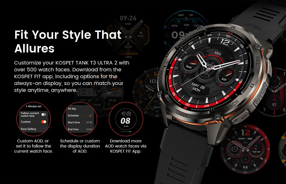 KOSPET TANK T3 Ultra 2 GPS Smartwatch – Rugged & Waterproof